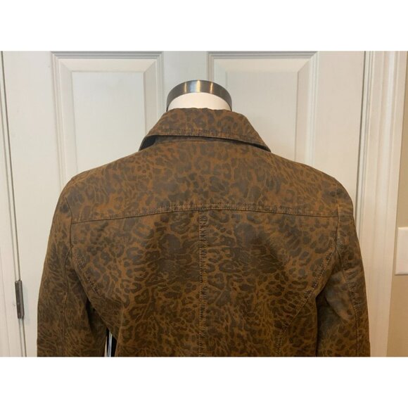 Kut From The Kloth Brown Leopard Print Asymmetrical Zip-Up Moto Jacket, Size XL - Picture 7 of 8